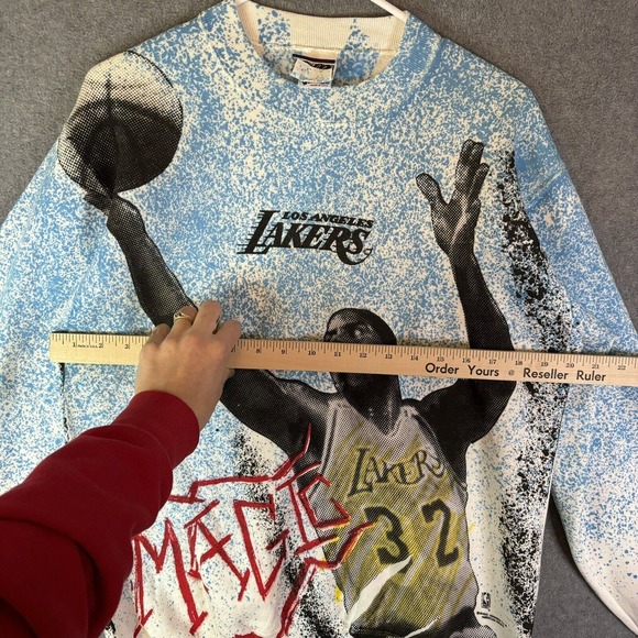 Vintage LA Lakers Magic Johnson Sweatshirt NBA Medium DEADSTOCK Graphic 90’s T’s - Picture 14 of 16